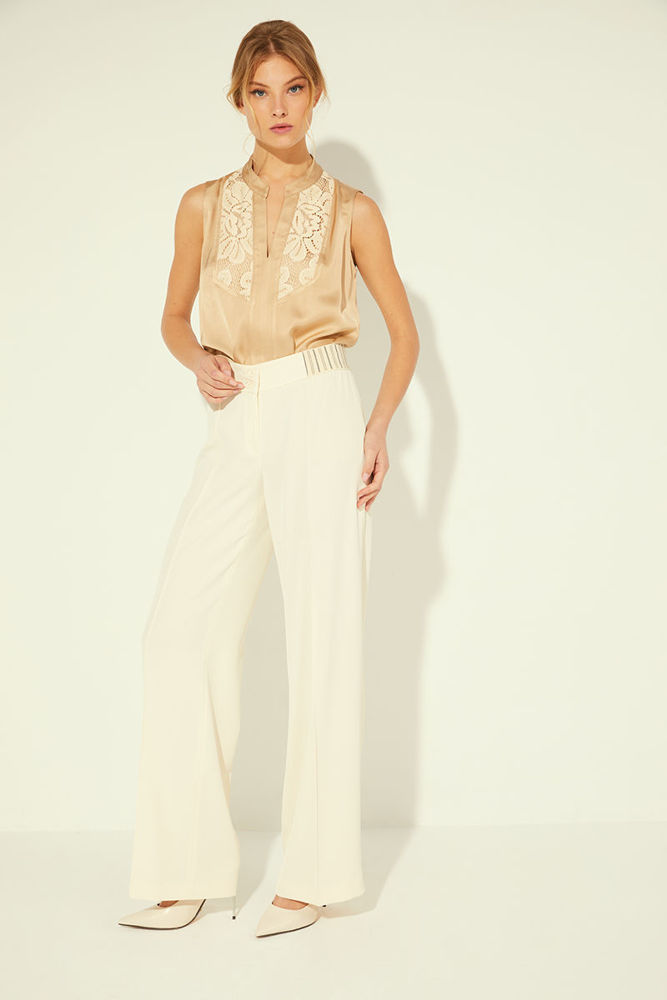 Picture of Trousers in fine crepe with wide elastic at the waist VANILIA