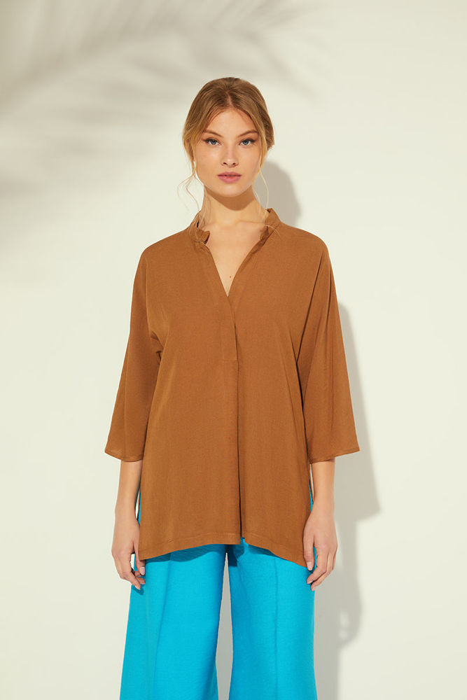 Picture of Blouse in matte viscose BROWN