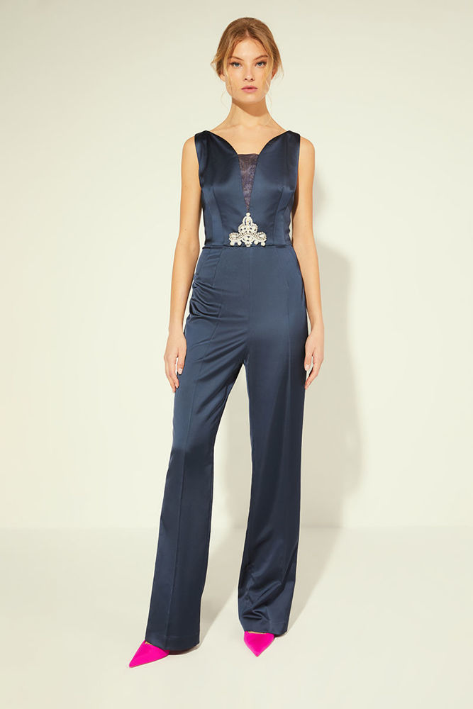 Picture of Jumpsuit in heavy satin stretch BLUE