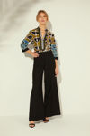 Picture of Viscose printed blouse with decorative grosgrain ribbons MINT