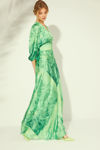 Picture of Printed cloche maxi dress with belt cut GREEN