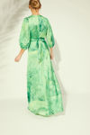 Picture of Printed cloche maxi dress with belt cut GREEN