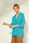 Picture of Blouse in matte viscose TURQUOISE