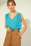 Picture of V-neck viscose top TURQUOISE