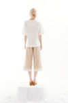 Picture of Beige linen cropped trousers of ancient Greek influence BEIGE