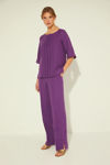 Picture of V-neck linen blouse with front cut MAUVE