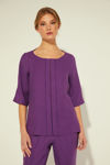 Picture of V-neck linen blouse with front cut MAUVE