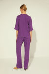 Picture of V-neck linen blouse with front cut MAUVE