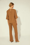 Picture of Linen trousers with side vents BROWN