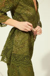 Picture of Long blouse in tropical lace with tongues CHAKI
