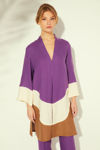 Picture of Linen tunic with curved cuts per color MAUVE