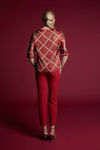 Picture of Printed satin blouse with japone sleeves RED