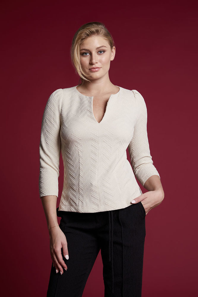 Picture of Stylized stretch jacquard top VANILIA