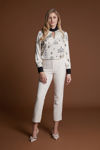 Picture of Fine printed satin blouse with neck design VANILIA