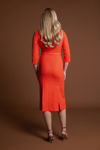 Picture of Chic midi dress in cotton brocade with elasticity CORAL
