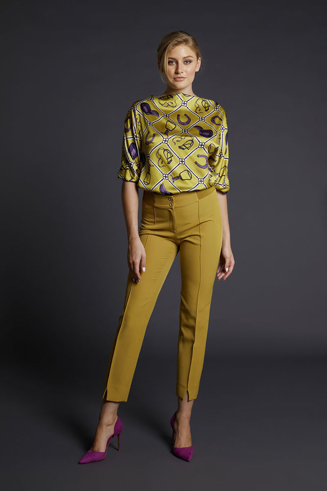 Picture of New BELLA P. pants in crepe elastic OCHRA