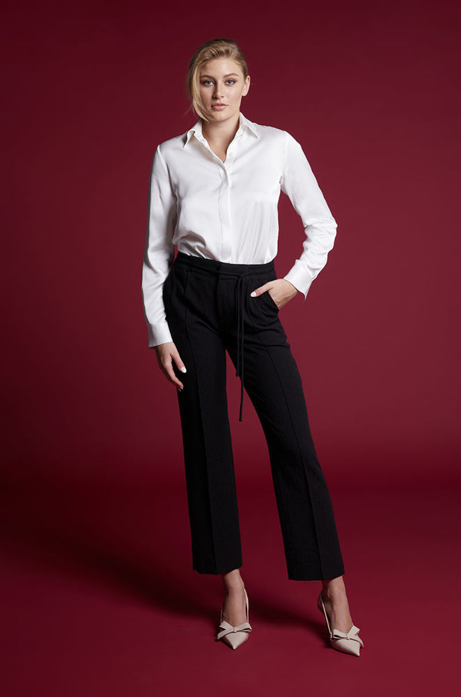 Picture of Straight-leg trousers in crepe stretch BLACK