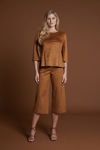 Picture of Blouse with pleats in suede elastic TABAC