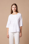 Picture of Cotton blouse with pleats WHITE