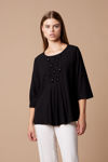 Picture of V-neck blouse in a lovely fabric BLACK