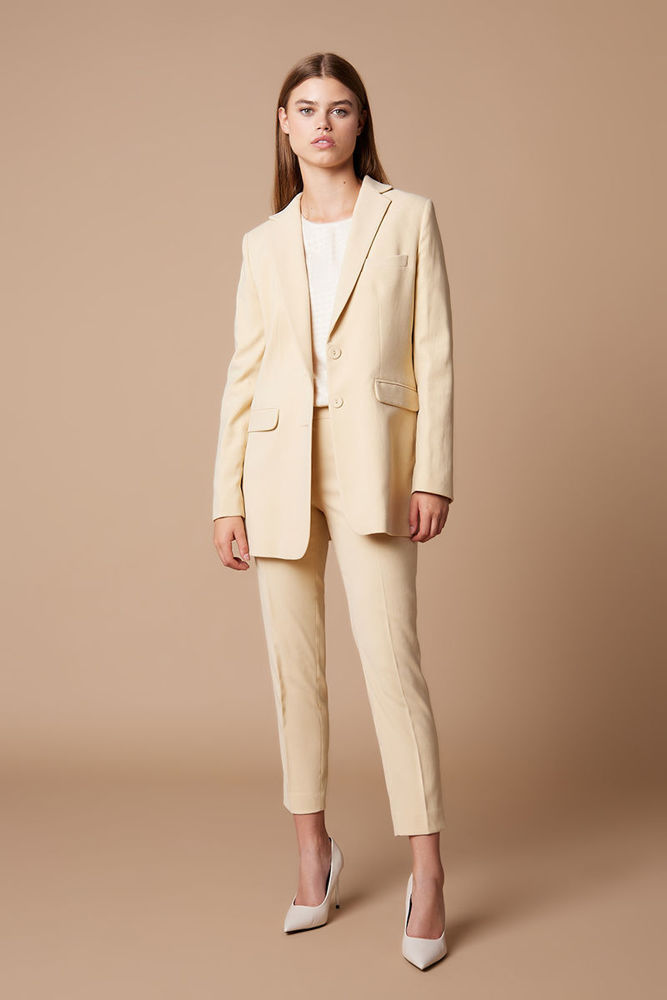 Picture of Long jacket in elastic diagonal VANILIA