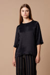 Picture of V-neck viscose jacquard blouse BLACK