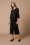 Picture of Cropped trousers in suede elastic BLACK