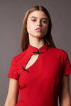 Picture of Japanese look dress in crepe elastic RED