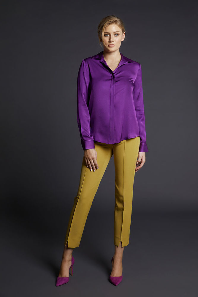Picture of Classic viscose satin straight line shirt MAUVE