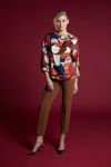 Picture of Printed satin blouse with japone sleeves ORANGE