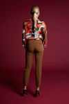 Picture of Printed satin blouse with japone sleeves ORANGE