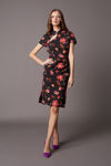 Picture of Japanese look dress in floral crepe elastic FUCHIA