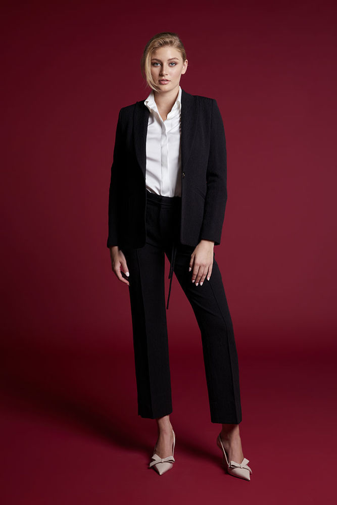 Picture of New one button jacket in jacquard stretch fabric BLACK