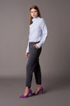 Picture of Chinos in TR crepe with an asymmetric cut at the hem GREY