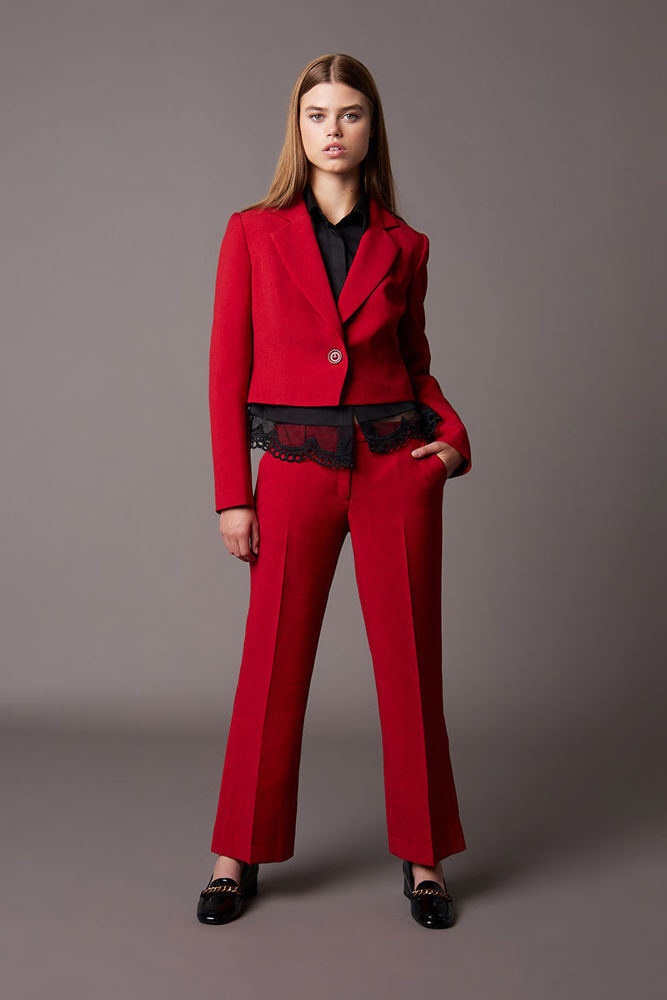 Picture of Cropped cardigan in heavy crepe RED