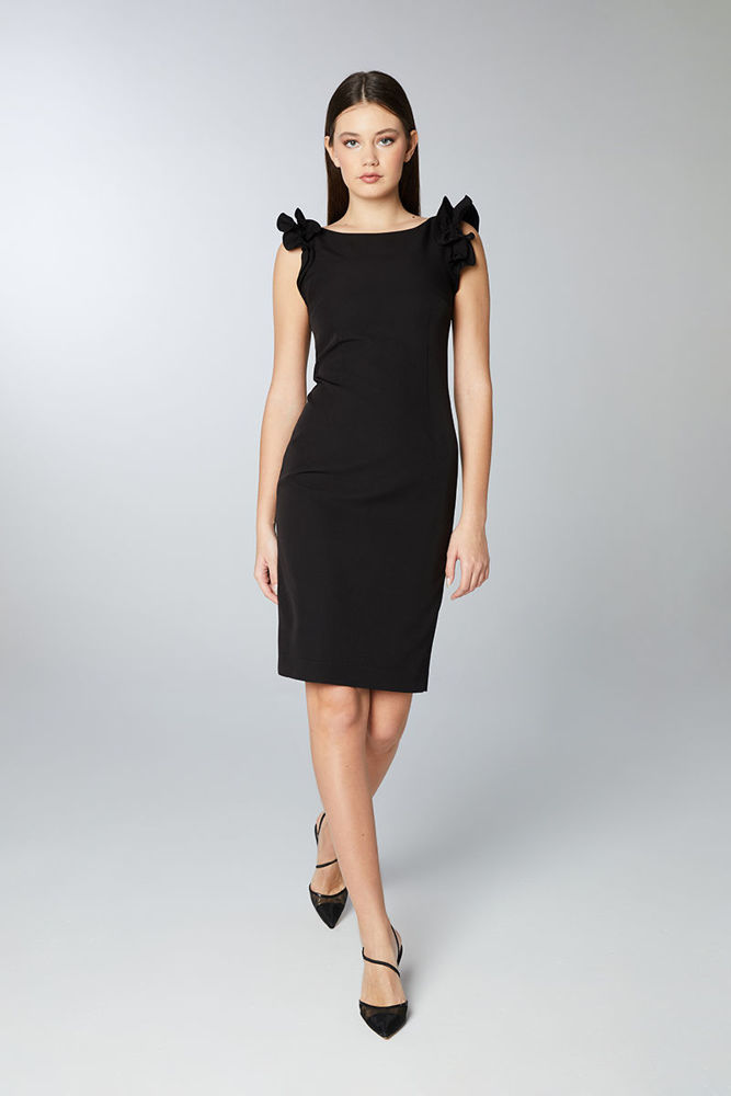 Εικόνα της Φόρεμα στυλιζαρισμένο σε κρεπ ελαστικό μαυρο
