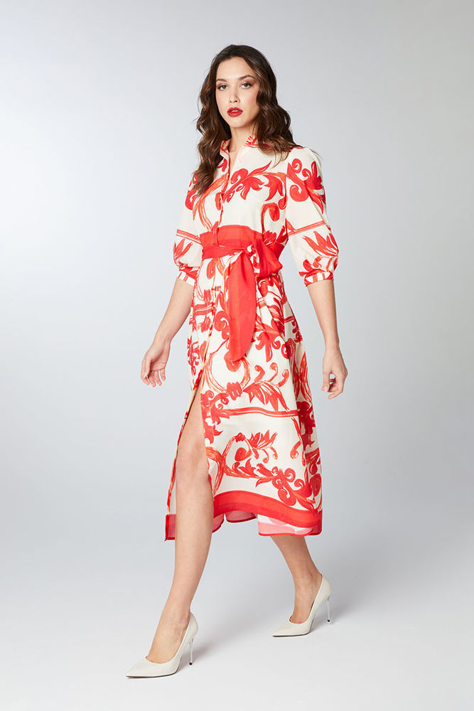 Εικόνα της Midi φόρεμα σεμιζιέ κοκκινο