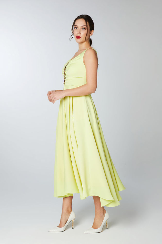 Picture of Dress in crepe satin LIME