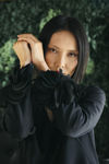 Picture of A-line dress with sleeve embellishment BLACK