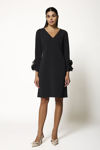 Picture of A-line dress with sleeve embellishment BLACK