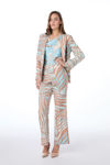 Παντελόνι με ελαφριά καμπάνα σε tropical print ακουα