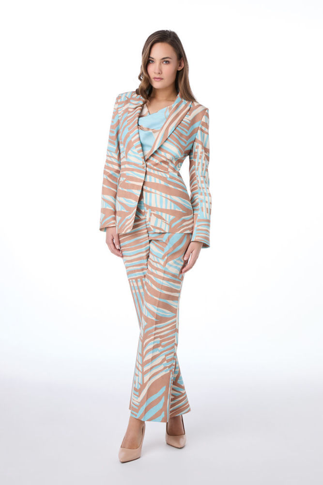 Σακάκι σε κρεπ ελαστικό tropical print ακουα