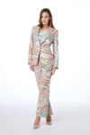Σακάκι σε κρεπ ελαστικό tropical print ακουα