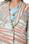 Σακάκι σε κρεπ ελαστικό tropical print ακουα