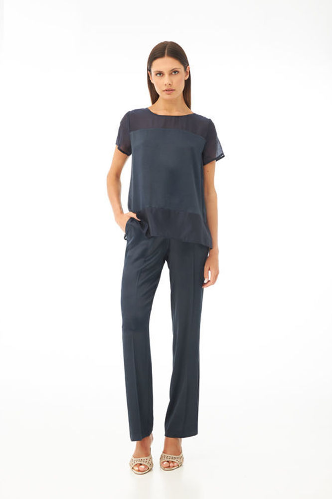 Picture of Straight-leg viscose pants BLUE