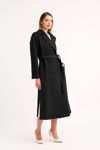 Παλτό με ζώνη σε ύφασμα με μαλλί 001 μαυρο