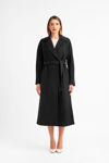 Παλτό με ζώνη σε ύφασμα με μαλλί 001 μαυρο