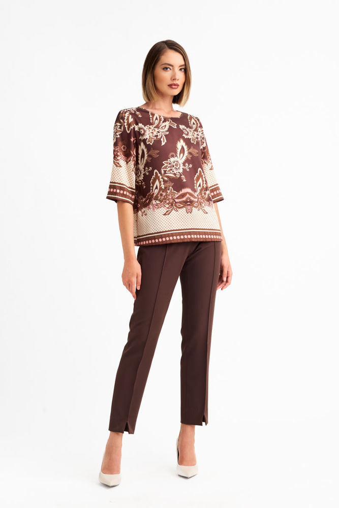 Μπλούζα σε foulard print 009 καφε