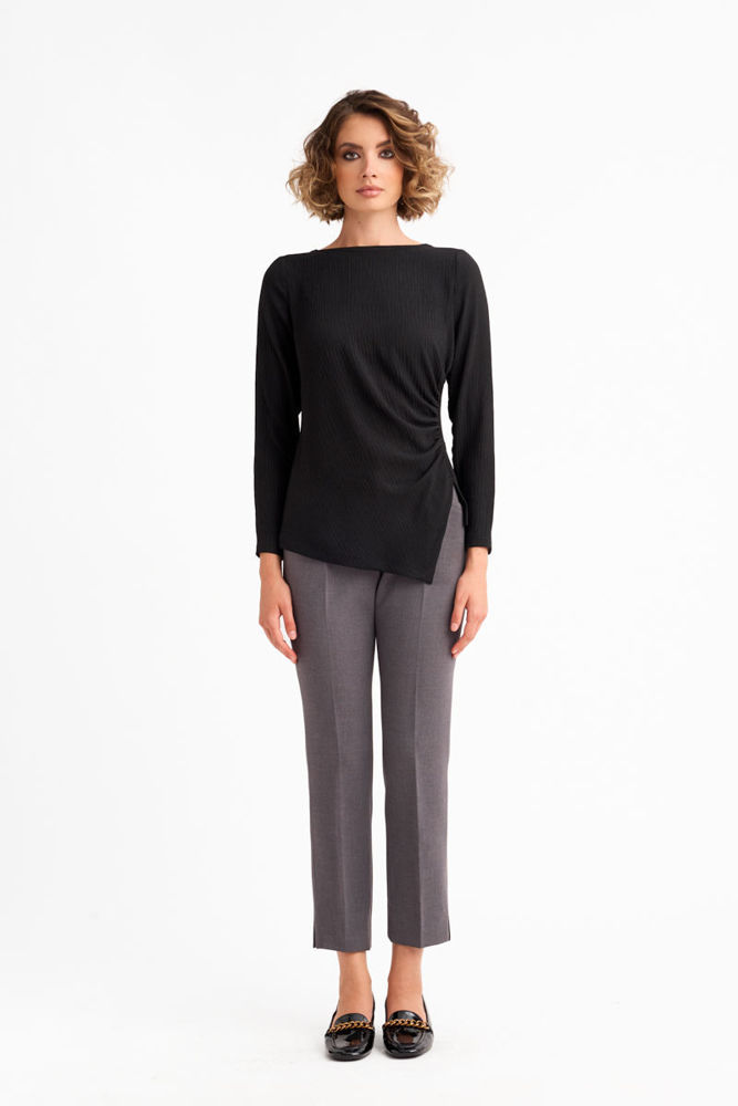 Μπλούζα από Γκοφρέ Ελαστικό Ύφασμα 001 μαυρο