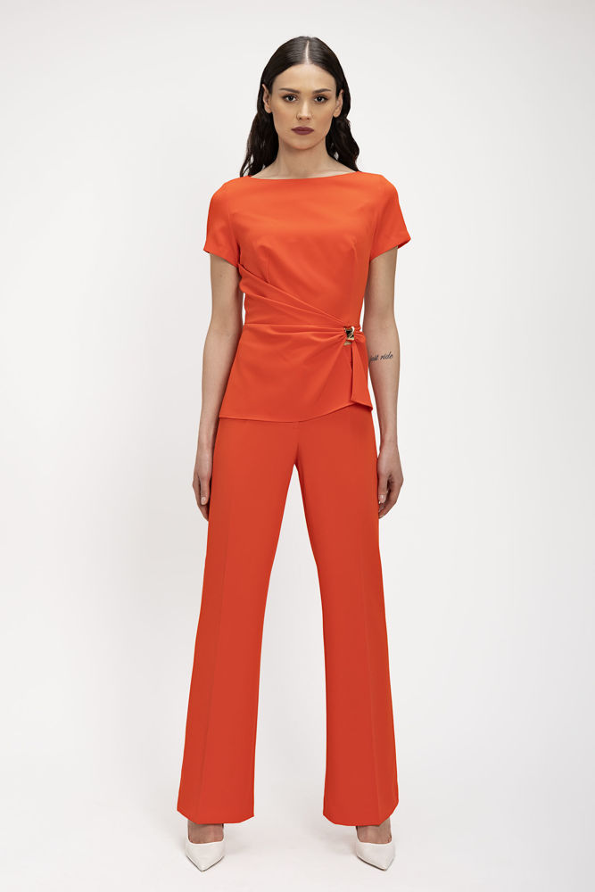 Παντελόνι καμπάνα κρεπ κοκκινο